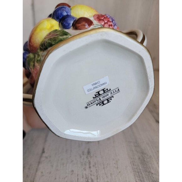 Fitz‎ Floyd sugar bowl spoon fruit ceramic vintage xmas - Picture 6 of 6